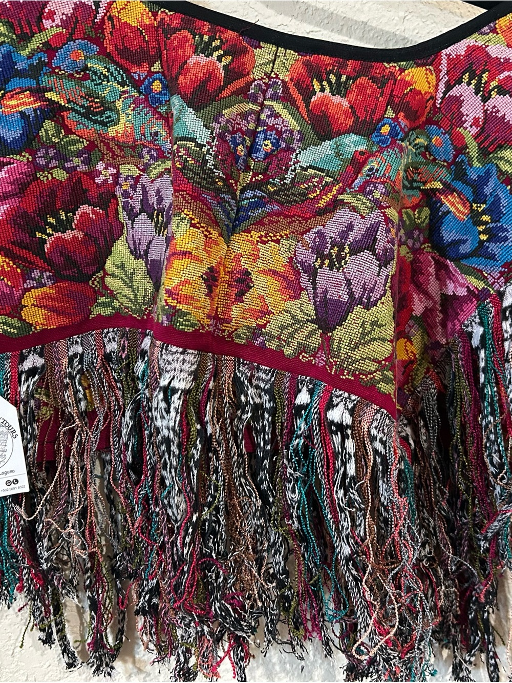 Hand-Embroidered Floral Fringe Women's Top - Multicolor - Picture 2 of 2